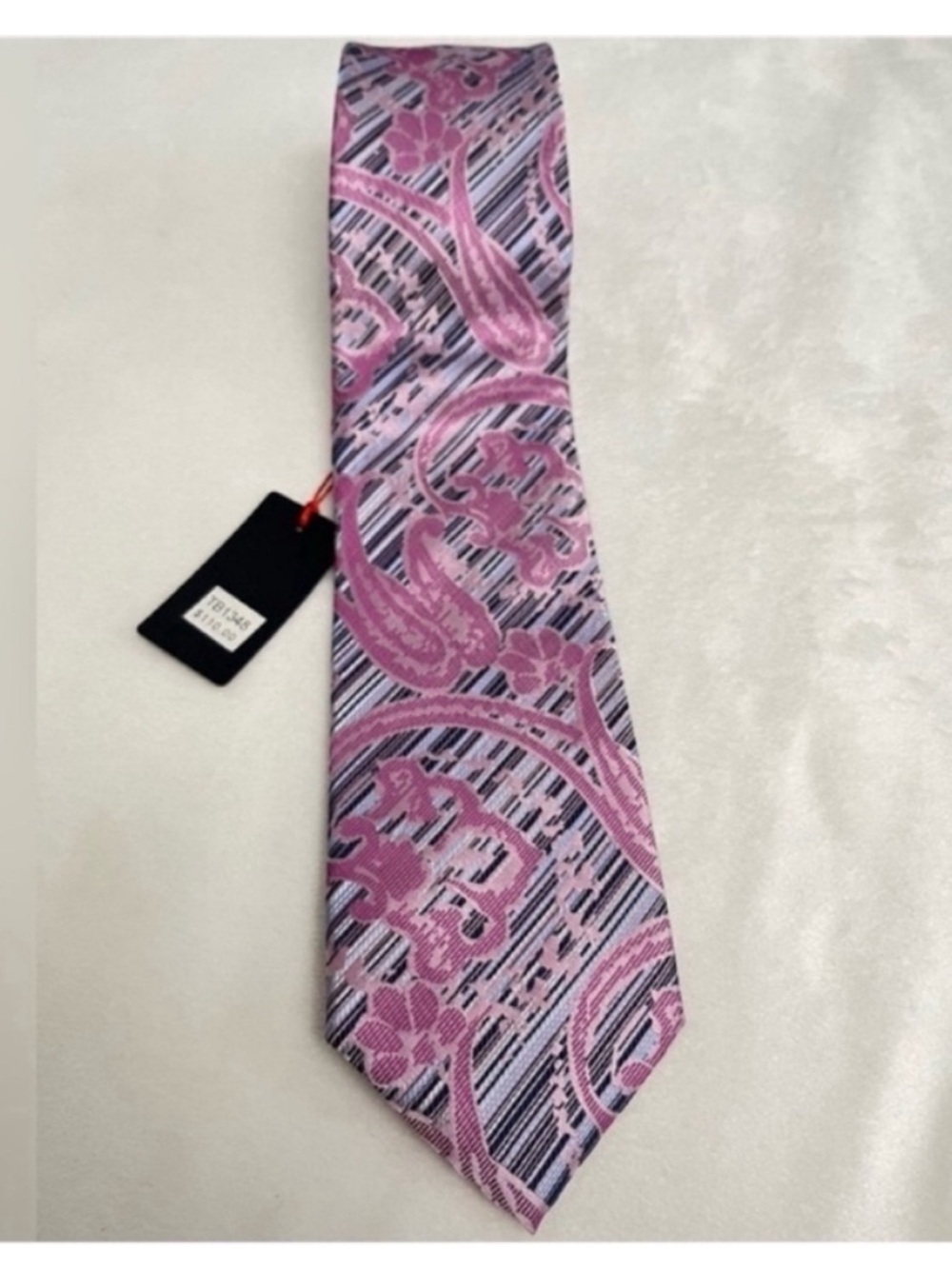 Imani Uomo Men's Pink Floral Paisley Silk Tie